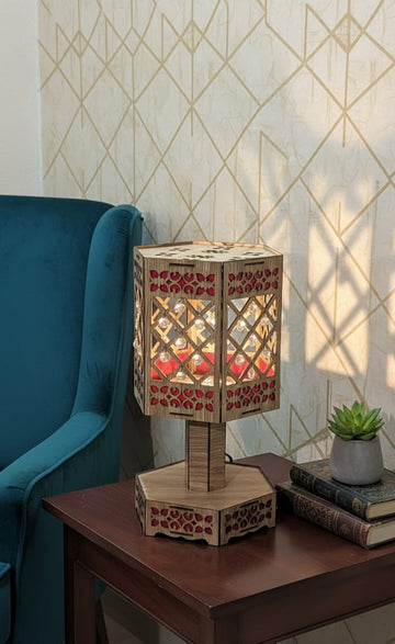 Handcrafted Wooden Moroccan Table Lamp (Design 1)