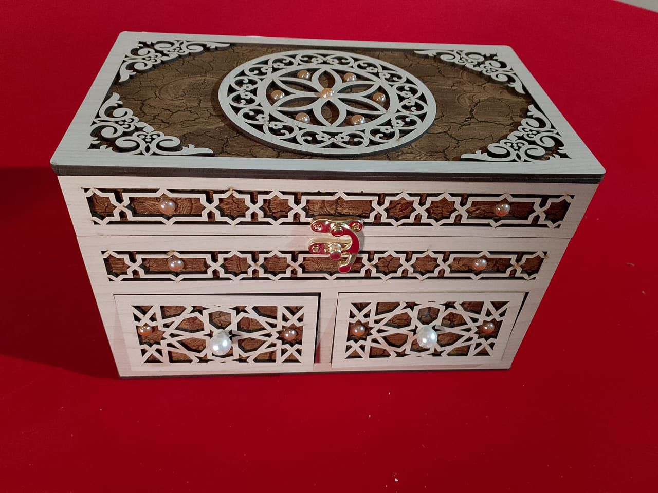 Designer Wooden Jewelry &amp; Storage Box (Laser-Cut Pattern)