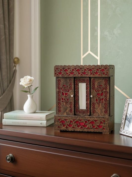 Handcrafted Wooden Jewelry &amp; Storage Box (Traditional Carved Design)