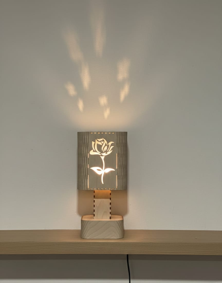 Handcrafted Wooden Moroccan Table Lamp (Design 5)