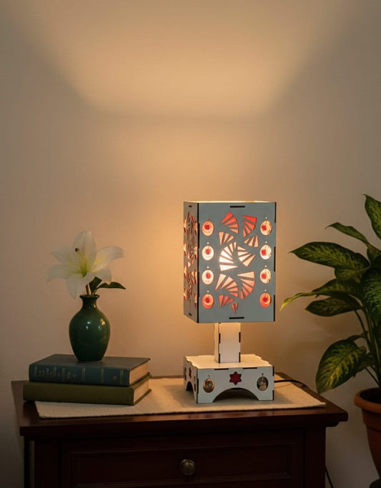 Handcrafted Wooden Moroccan Table Lamp (Design 3)